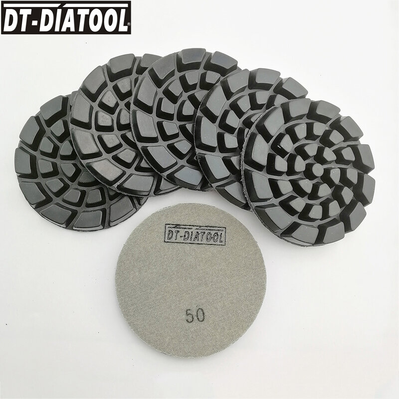 DT-DIATOOL 6pcs Dia 100mm/4" Mix Grit Thickened Concrete Polishing Pad Resin Bond Diamond Concrete Sanding Discs Floor Renew Pad