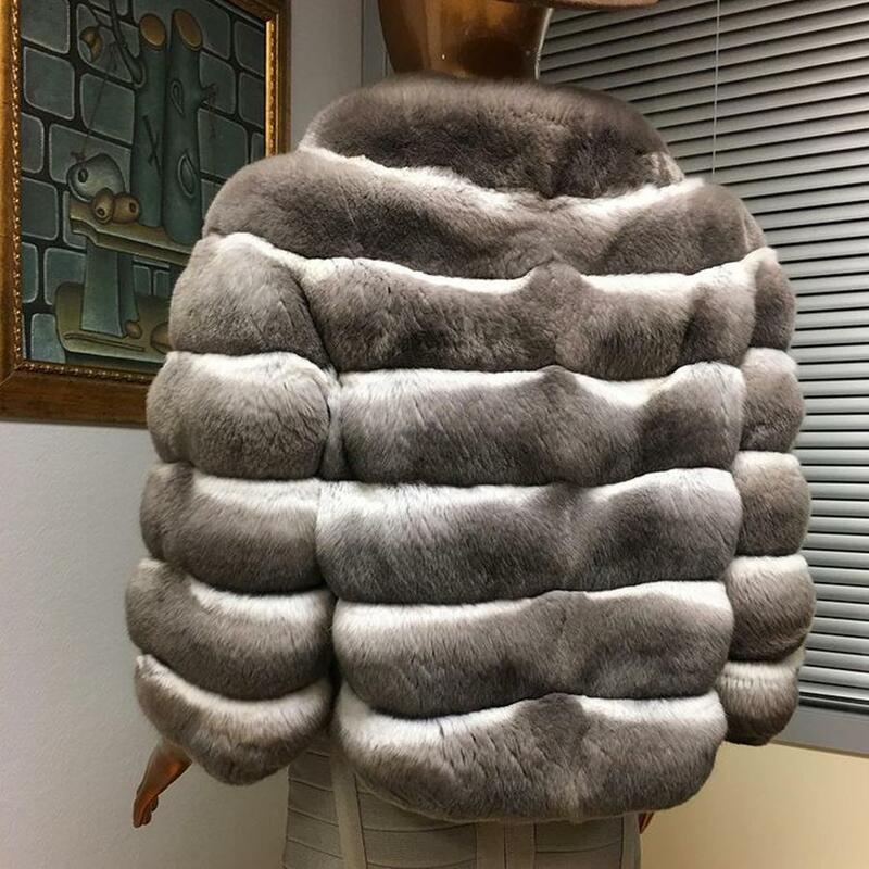 Manteau en fourrure de lapin pour femme, veste courte, tendance, automne-hiver