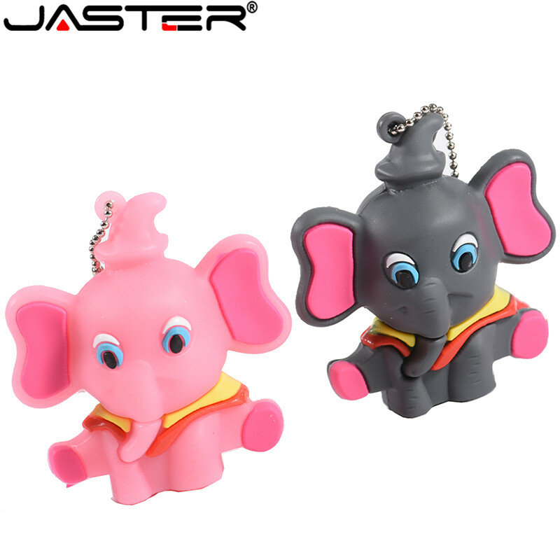 JASTER USB 2.0 Flash Drives 64GB Pen Drive 32GB Pink elephant cartoon Pendrive 16G 8GB USB Stick 4G Gifts Key Chain Memory Stick