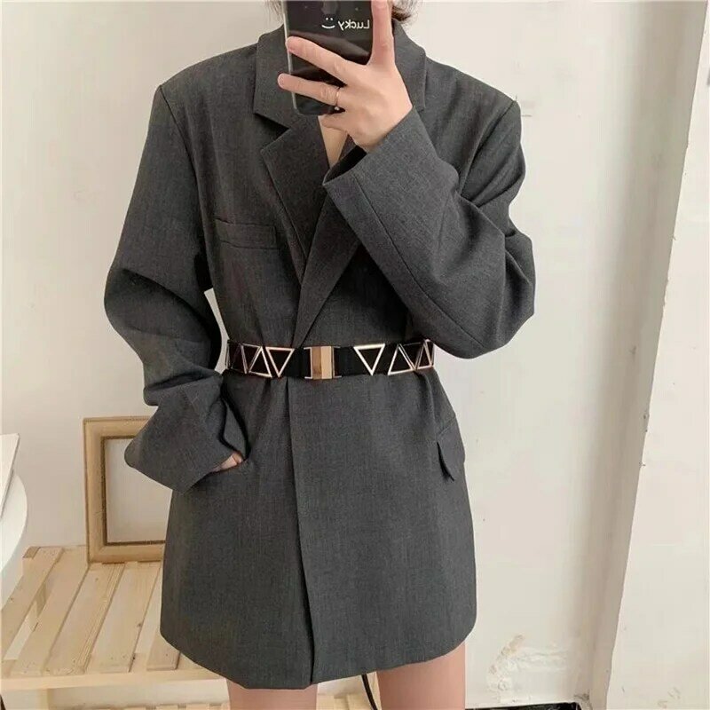 New European And American Style Triangle Metal Elastic Ladies Fashion Girdle With Suit Dress Decoration Belt Ins Trend Waistband