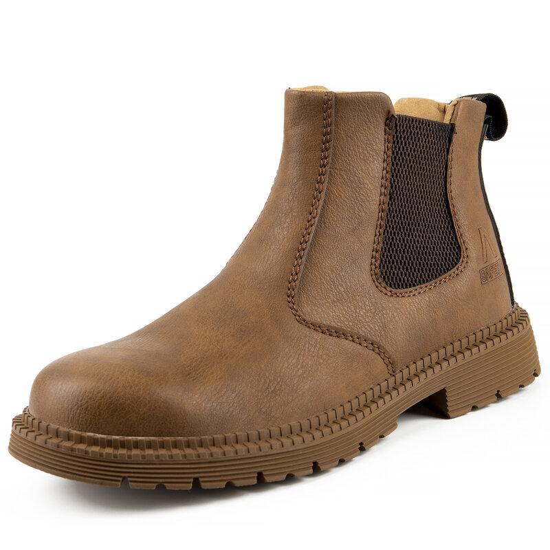 Botas de Trabajo y Seguridad impermeables para hombre, zapatos de cuero indestructibles, zapatos de seguridad con punta de acero, Invierno
