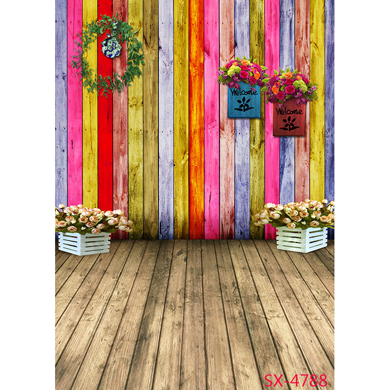 SHENGYONGBAO Vinyl Retro Wood Plank Flower Vintage Baby  Photography Backdrops For Photo Studio Background Props  2157 YXFL-70