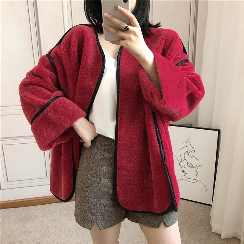 せん断boollili羊本物の毛皮のコート秋冬コートの女性の服2023 100% ウールのジャケットの女性韓国のファッションの毛皮トップス