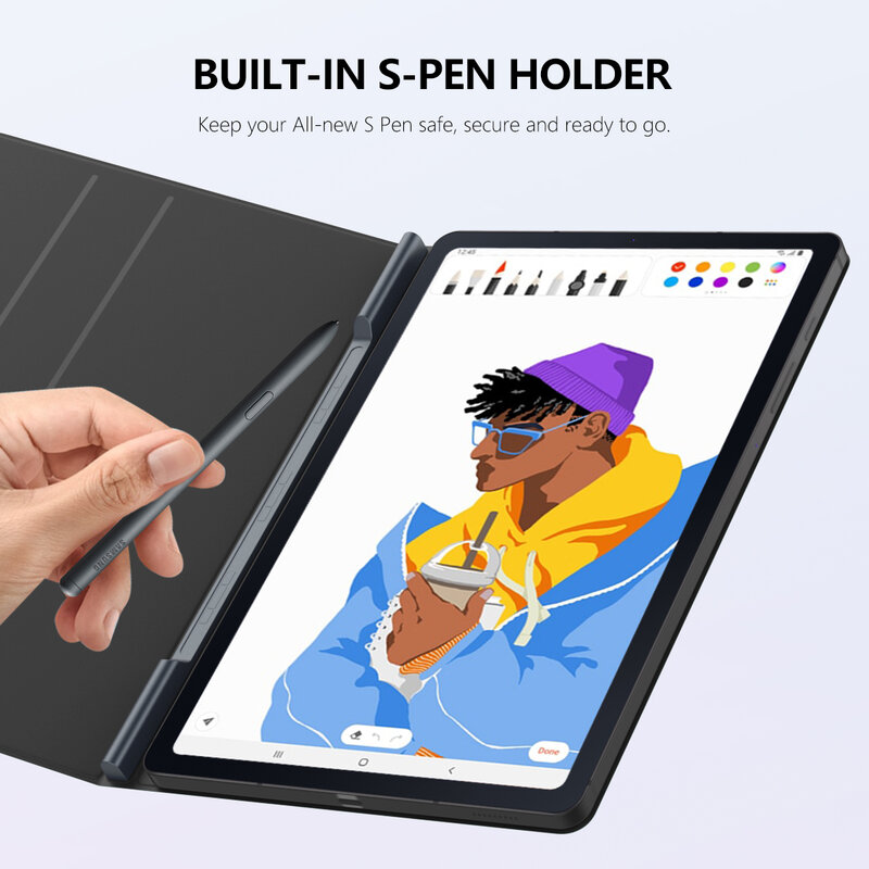 Capa Ultra-Slim Smart Folio Shell, Capa de Absorção Magnética, Capa Tablet para Galaxy Tab S6 Lite, 10.4, 2022