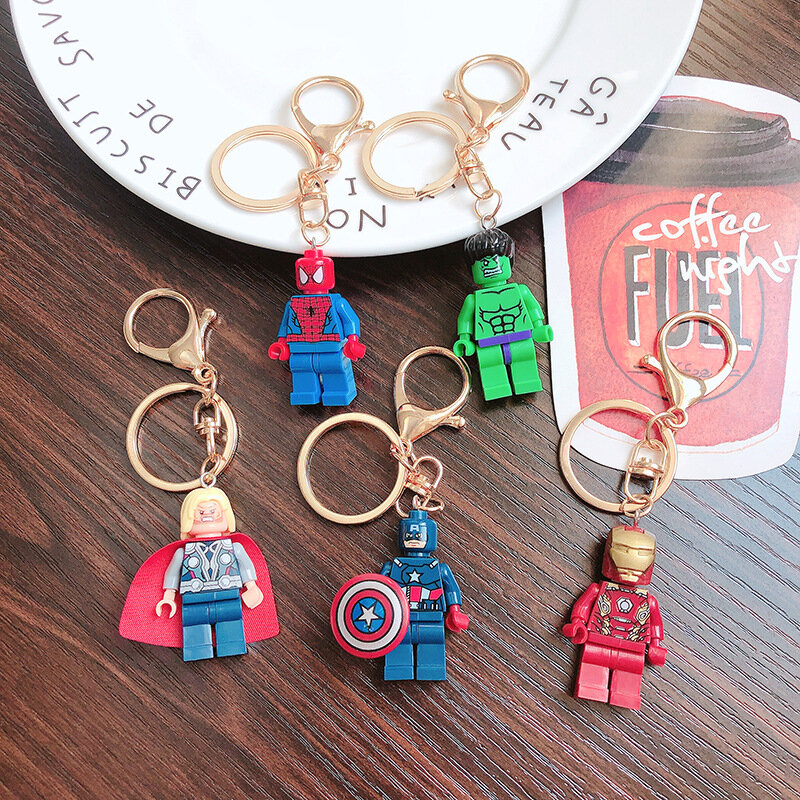 Lego Justice League Superman Jedi KeyChains Avengers Building Block Key Chain Lovers Creativity Bag Key Ring People Best Gifts