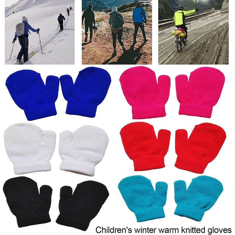 子供用の冬用手袋,男の子と女の子用の丈夫なニットミトン,小さな女の子用のミトン,冬用のミトン