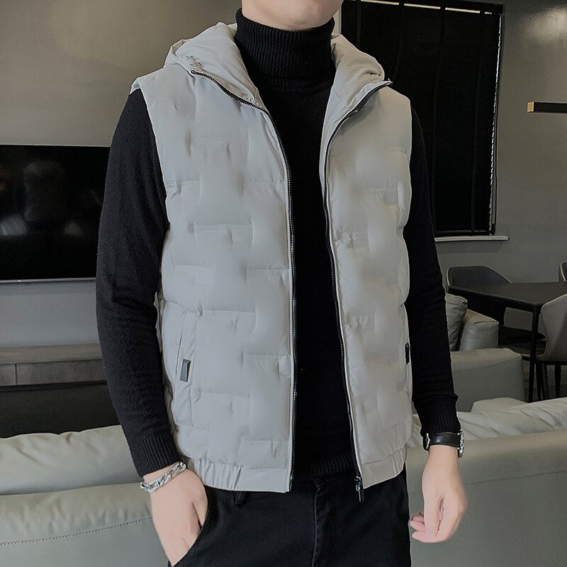 Gentleman Autumn Winter 2022 New Duck Down Trend Waistcoat Sleeveless Vest Jacket Thickened Men'S Coat Korean Version