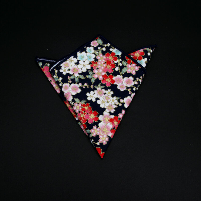 ヴィンテージスタイルのコットンハンカチ,花と星の葉が付いたスクエアポケット,24x24cm,カジュアル,2020