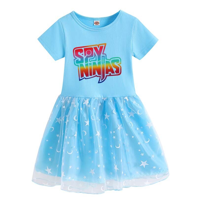 Vestido de verano con estampado de letras NINJA para niñas, tutú, ropa de princesa, disfraz de Cosplay, vestidos de fiesta de cumpleaños para niñas