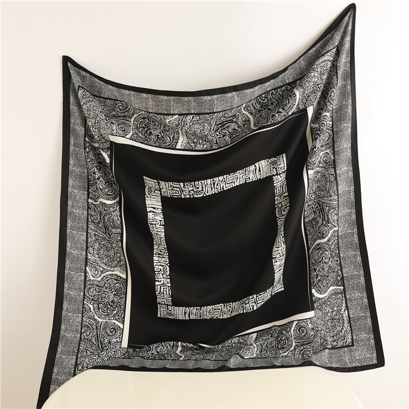 Foulard carré en sergé imprimé pour femmes, châle, enveloppes, bandeau musulman, Hijab, Bandana pour cheveux, automne 2022