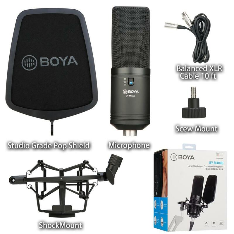 Конденсаторный микрофон BOYA BY-M1000, профессиональный студийный микрофон для записи вокала, видеосъемки, пения в прямом эфире