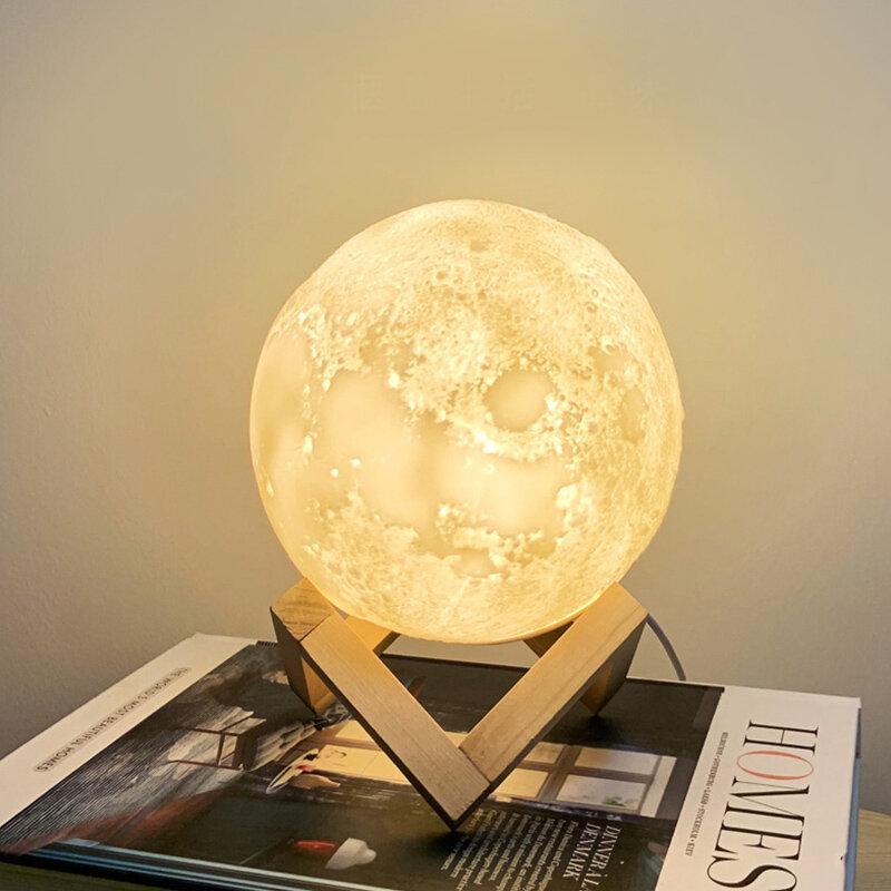 Светодиодный ночной Светильник 3D печать Луны лампа Перезаряжаемые Цвет изменения 3D светильник сенсорный лунный свет Детский Светильник s н...