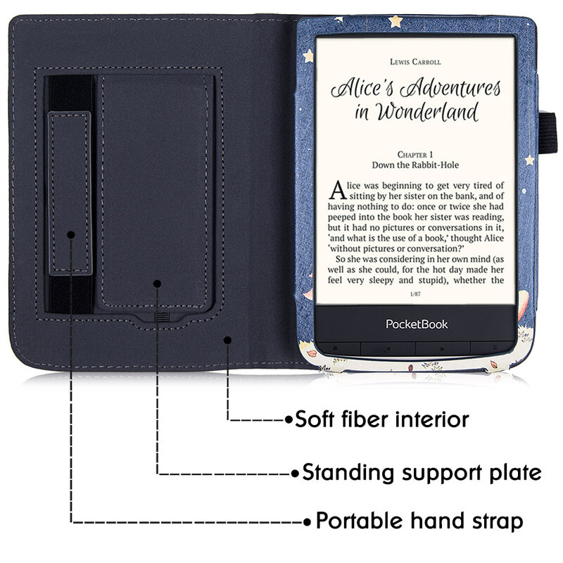 Custodia AROITA per PocketBook 633 colori/PocketBook 632 Plus/PocketBook 632 Aqua e-reader-con supporto/cinturino da polso/Auto Sleep/Wake