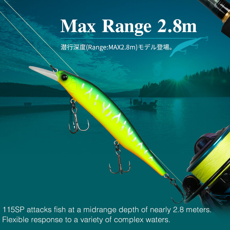 TSURINOYA 115Mm 17.2G 115SP Menangguhkan Ikan Kecil Sistem Berat Tungsten Umpan Pancing AURORA Pike Bass Umpan Keras