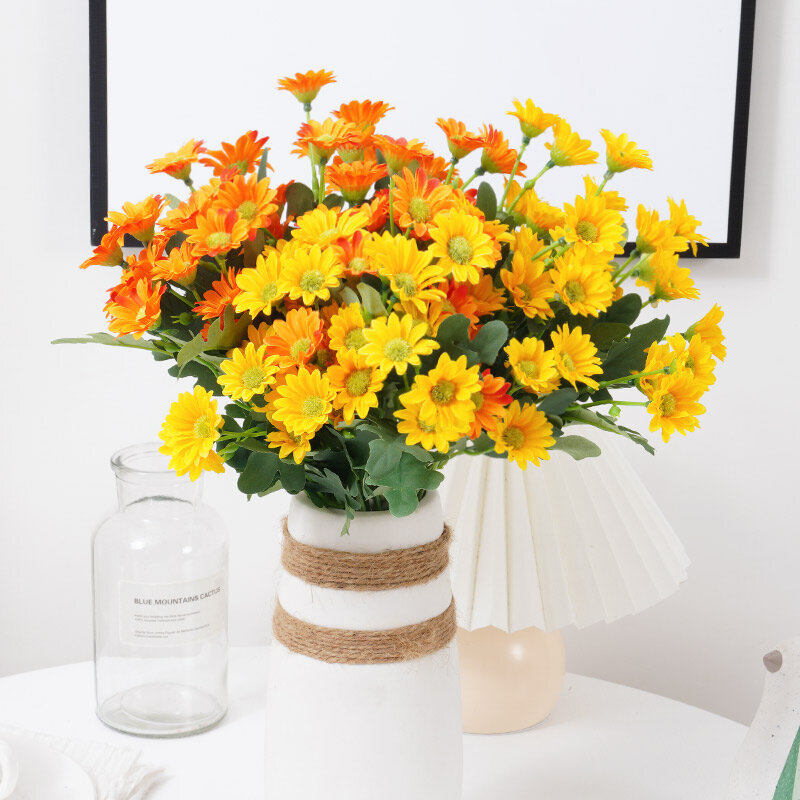 Musim Gugur Bunga Daisy Buatan Buket Sutra Bunga Palsu Dekorasi DIY untuk Vas Rumah Pernikahan Natal Dekoratif Produk Rumah Tangga