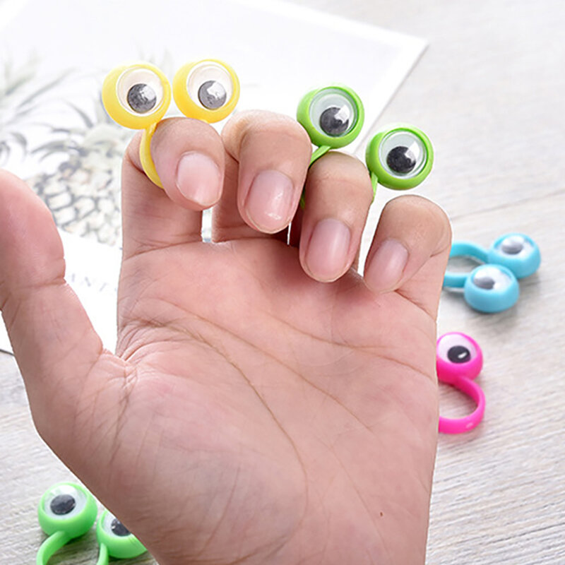 10 Buah Mata Boneka Jari Cincin Plastik dengan Mata Boneka Mainan Nikmat untuk Anak-anak Berbagai Macam Warna Hadiah Mainan Pinata Pengisi
