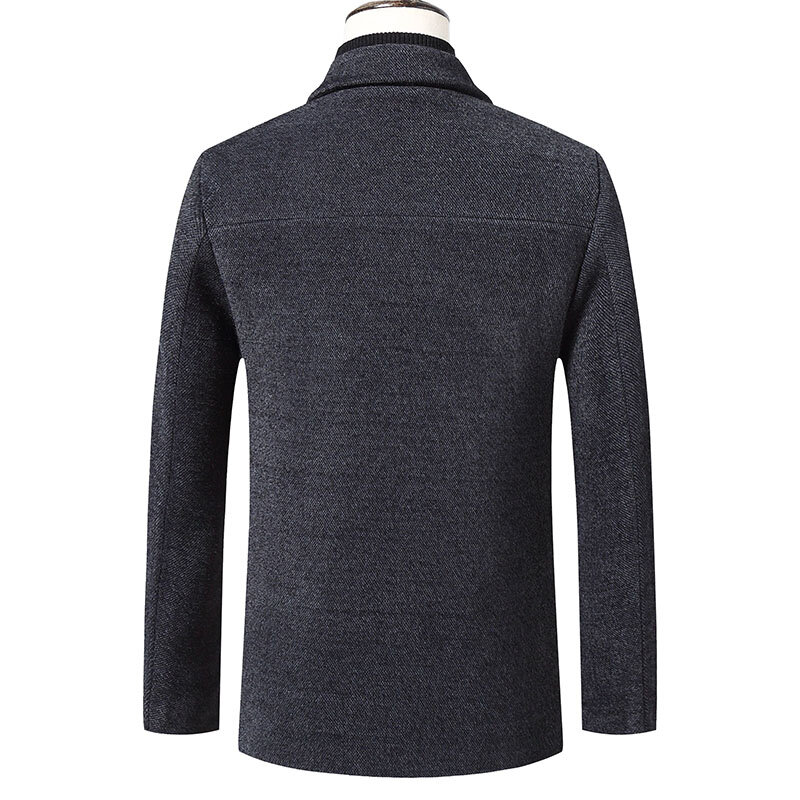 ขายร้อนผู้ชายฤดูหนาวสีอบอุ่น Woolen Trench Coat Slim Outwear Overcoat แจ็คเก็ตยาว Single-Breasted แจ็คเก็ตอุ่นเสื้อ4XL