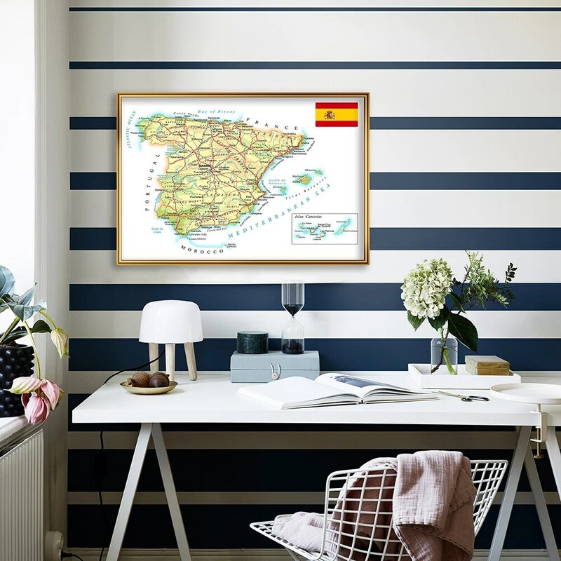 59*42cm o mapa da espanha em spansh parede poster pintura da lona sala de estar decoração casa material escolar viagem presente