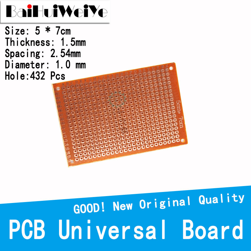 Papier prototype PCB pour bricolage, carte universelle, plaque de cuivre bakélite expérimentale simple face, LYu343 jaune, 5x7, 5x7mm, 5 pièces