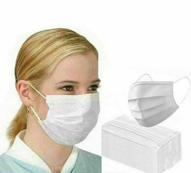 10/50Pcs Disposable Face Masks White Adult 3-Layers Non-Wove Mouth Masks Anti-Dust Ear Loop Fast Shipping Blue Protective Masks