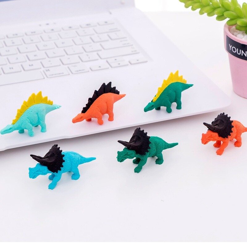 1pc Erasers Creative Cartoon Dinosaur Modeling Eraser Students Eraser Stationery Wholesale