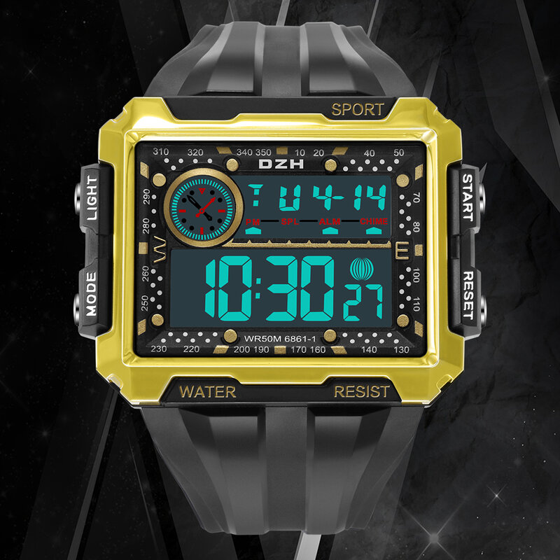 Часы наручные SYNOKE мужские электронные, спортивные Водонепроницаемые светодиодные цифровые в стиле милитари, с большим циферблатом
