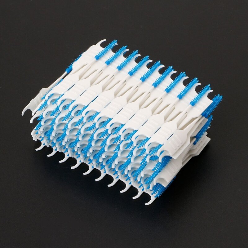 Cabeça de fio dental de silicone, escova interdental e palito de dente duplo, 1 conjunto com 20, 40, 120 ou 200 peças