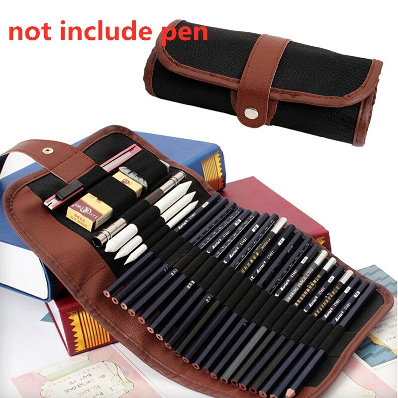 24 قطعة مجموعة أقلام رصاص رسم حالة الفحم موسع قلم رصاص الظل القاطع الرسم حقيبة ل لوازم مكتبية لا يتم تضمين أقلام