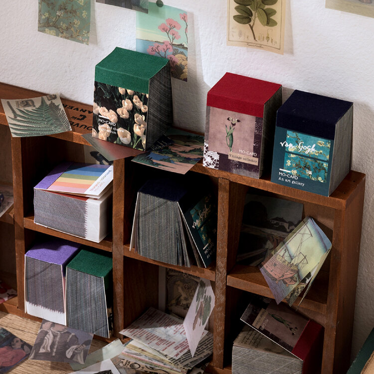 Piezas de tarjetas de Papel kraft de varios estilos, álbum de diario decorativo, álbum de recortes DIY, material de mantequilla, papel retro LOMO, color Van Gogh, 366