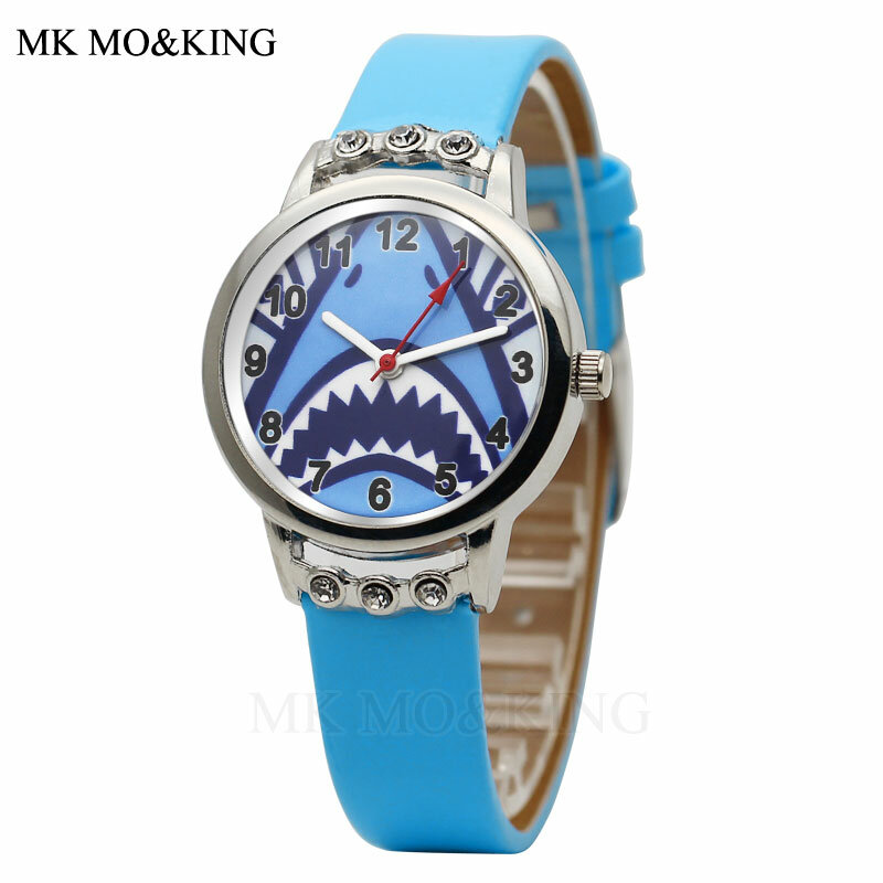 Moda marka zegarki dla dzieci chłopcy karta miłość Shark urocza gumka chłopiec kwarcowy zegarek ze skórzanym paskiem Relojes 2020