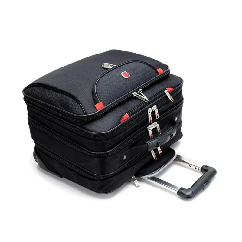 Szwajcarska marka wózek walizka na kółkach 16 cal hasło torba na komputer Oxford biznes rolling bagażu podróży walizka na walizki
