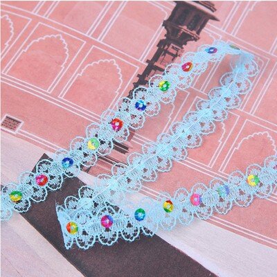 1M Lace Embroidery Lace Fabric Organza 1.5CM Sequin Fabric Ribbon Sewing Accessories Sequin Lace Trim Guipure Multicolor Sequins