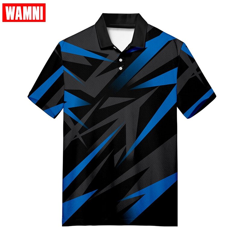 WAMNI Fashion Men Tennis Business  Shirt Casual Bodybuilding 3D Sport  Moletom Turn-down Collar Striped Top