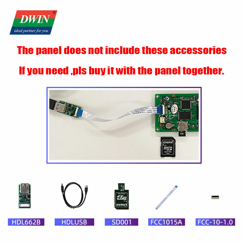 DWIN-Panel táctil TFT LCD, accesorios para interfaz de 10 pines y 8 pines, conjunto completo sin tarjeta SD