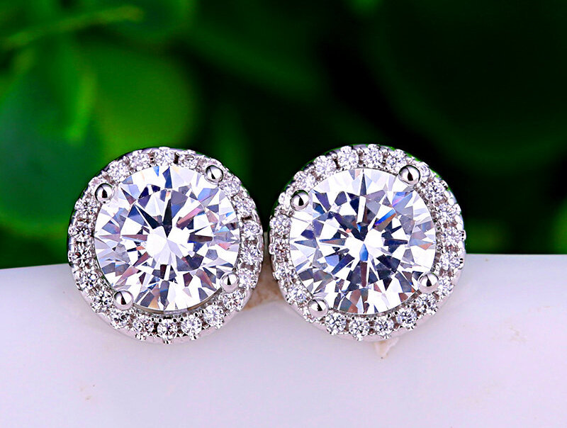 With Credentials Original Silver Color Round Cubic Zircon Stud Earrings Allergy Free Jewelry For Women Girl Gift