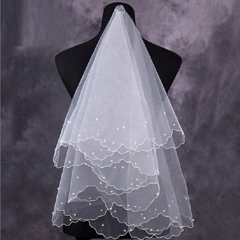 Einfache elegante Hochzeit Braut schleier Tüll Elfenbein eine Schicht Braut Accessoires kurze Frauen Schleier