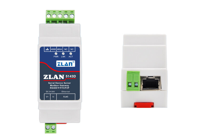 محول إيثرنت مع محول اختياري ، ZLAN 5143D Din Rail من RS485 إلى Ethernet TCP خادم IP