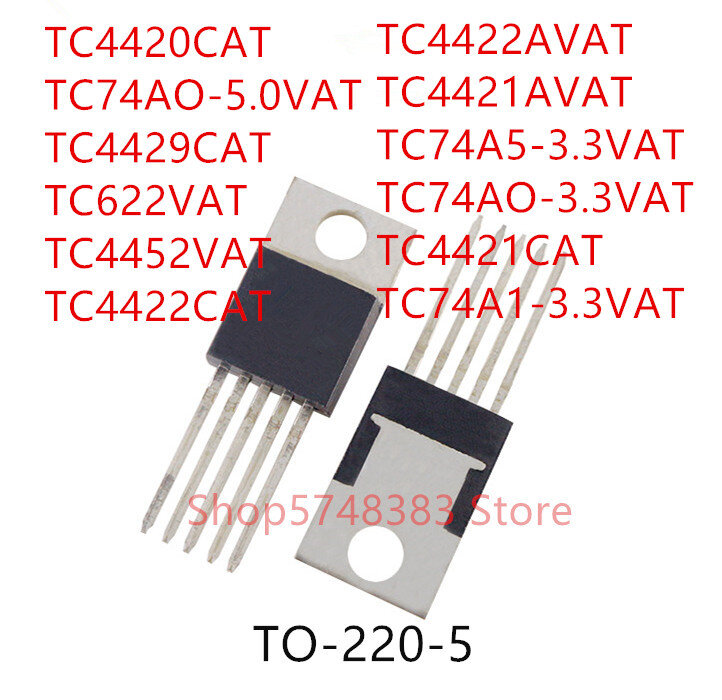 TC74A0-5.0VAT TC4420CAT, TC4429CAT, TC622VAT, TC4452VAT, TC4422CAT, TC4422AVAT, TC4421AVAT, TC74A5-3.3VAT, TC74A0-3.3VAT, 10 Uds.