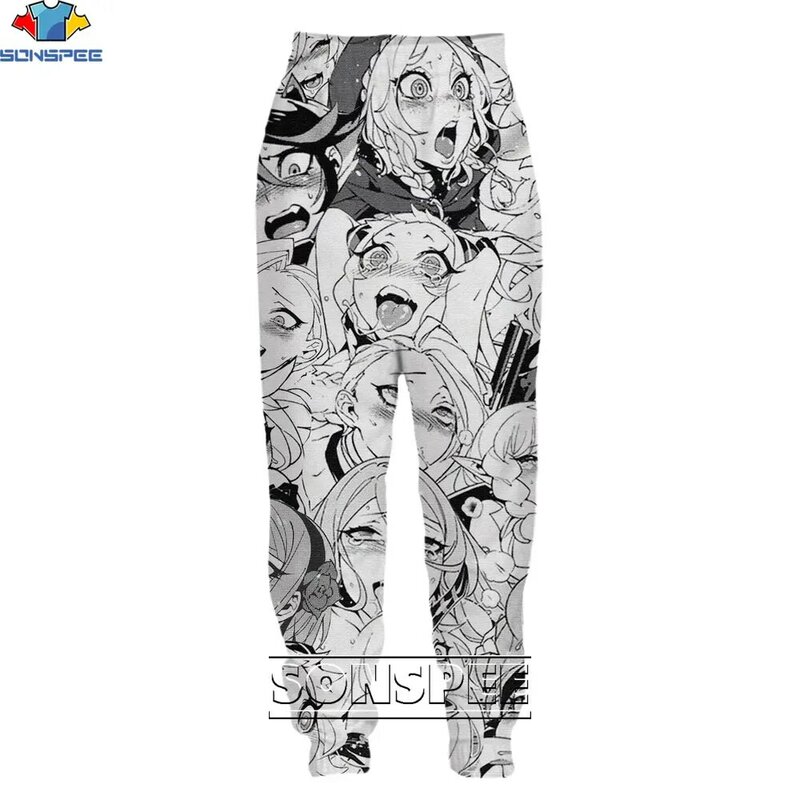 SONSPEE 3D nadruk Anime spodnie Retro nostalgiczna kreskówka Sexy Loli alternatywne spodnie Otaku spodnie dresowe ponadgabarytowe męskie ubrania