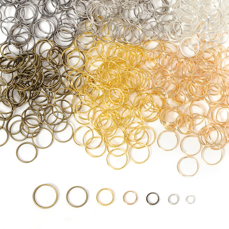 200 piezas clave anillos de salto abierto anillos de Split doble lazos círculo 5-14mm llavero de conectores de anillo para venta al por mayor joyería