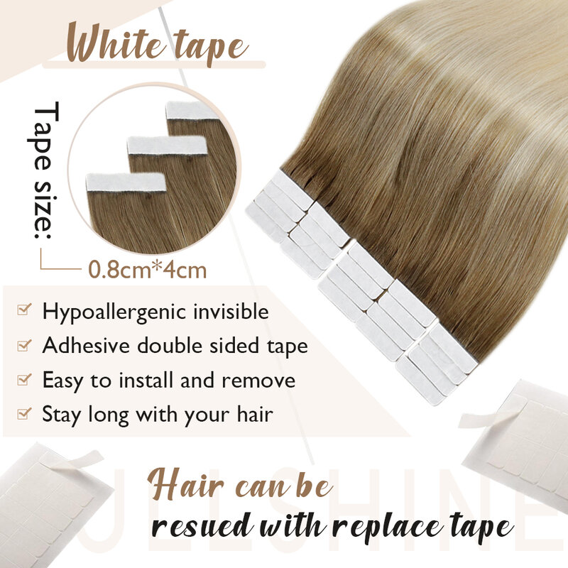 Full Shine Balayage Tape in Human Hair Extensions Straight Skin Weft Real Remy Human Hair Invisible Seamless Ombre For Woman
