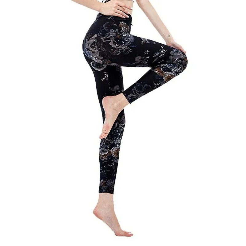 INDJXND femmes imprimé Leggings Fitness jambières d'exercices pantalons pour femmes mode taille haute vêtements fleur imprimé Leggings
