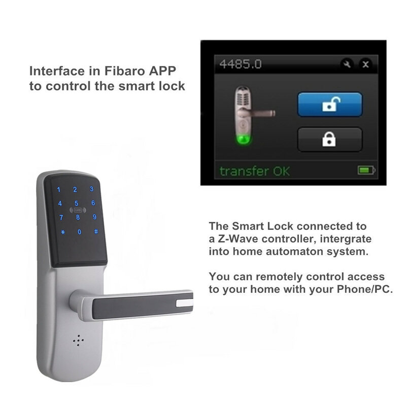 Cerradura de puerta inteligente z-wave para apartamento, tarjeta electrónica de seguridad para el hogar, código digital MF para oficina en casa, hotel, airbnb