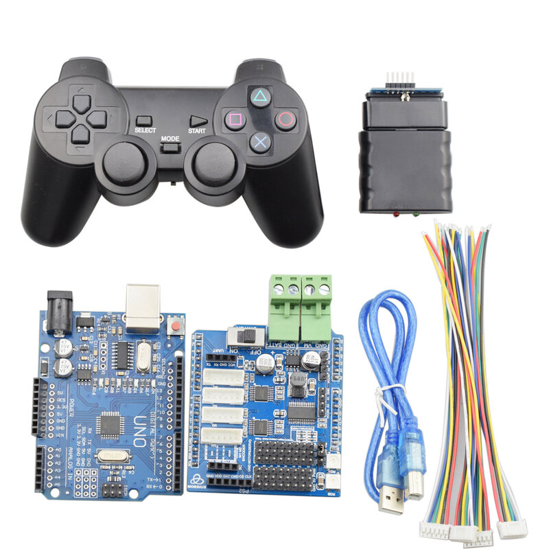 Mando a Control remoto para Arduino Progarm, juego de Ruedas Omni Mecanum, Robot de coche, tablero de controlador de Motor, juguete de eje DIY, PS2