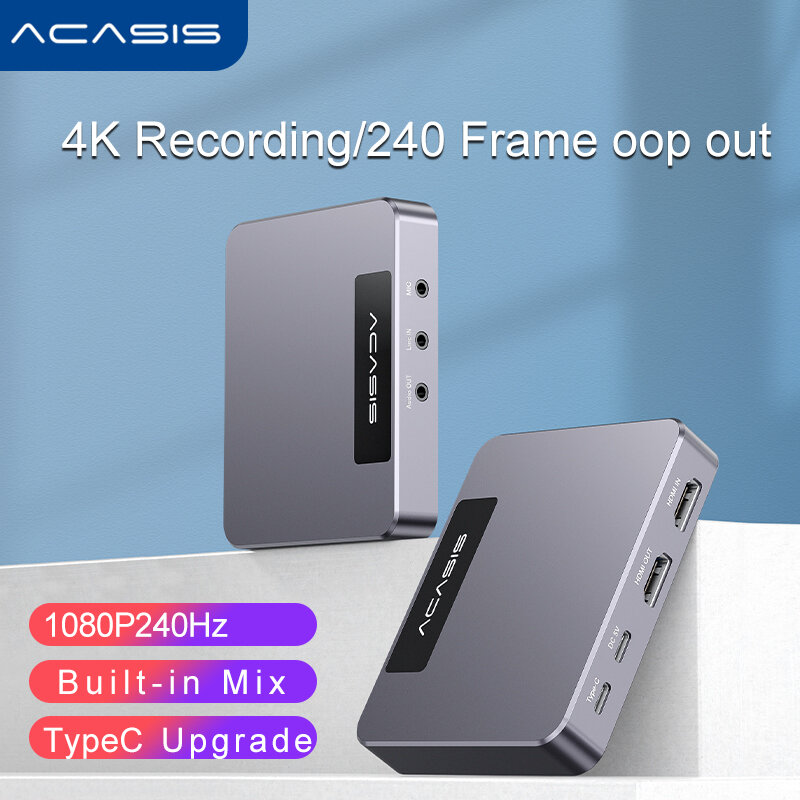Acasis Real 4K HDMI-compatible Game Capture Card Video Live Streaming Record In 4K30P HD 1080P 120fps 60HZ  for Laptop/PC/iPad