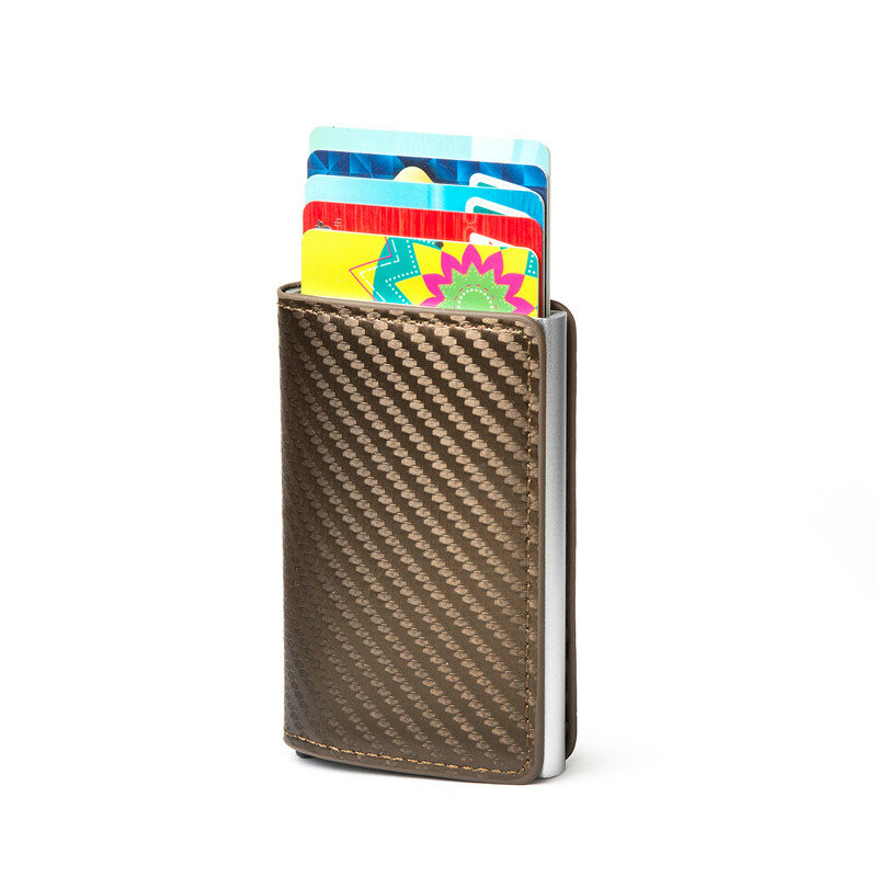 ZOVYVOL-cartera inteligente Vintage de fibra de carbono RFID, tarjetero de Metal, caja de aluminio de cuero, delgada, nueva bolsa de dinero, 2024