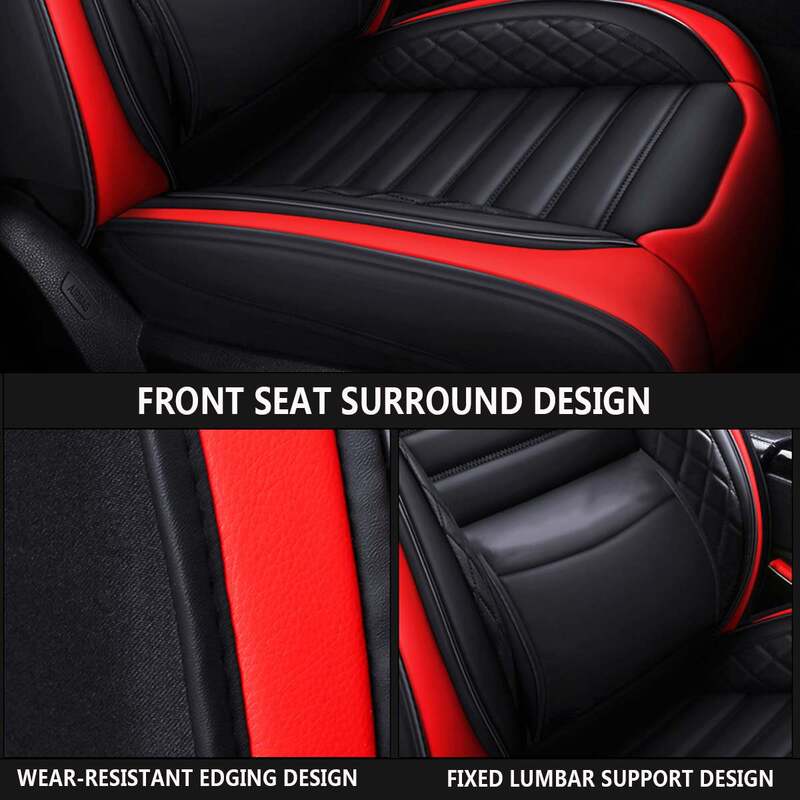 Universal 5 Asiento conjunto completo de fundas para los asientos del coche reposacabezas de cuero PU funda para cojín de asiento Protector de reposabrazos cubierta 5D para SUV camión