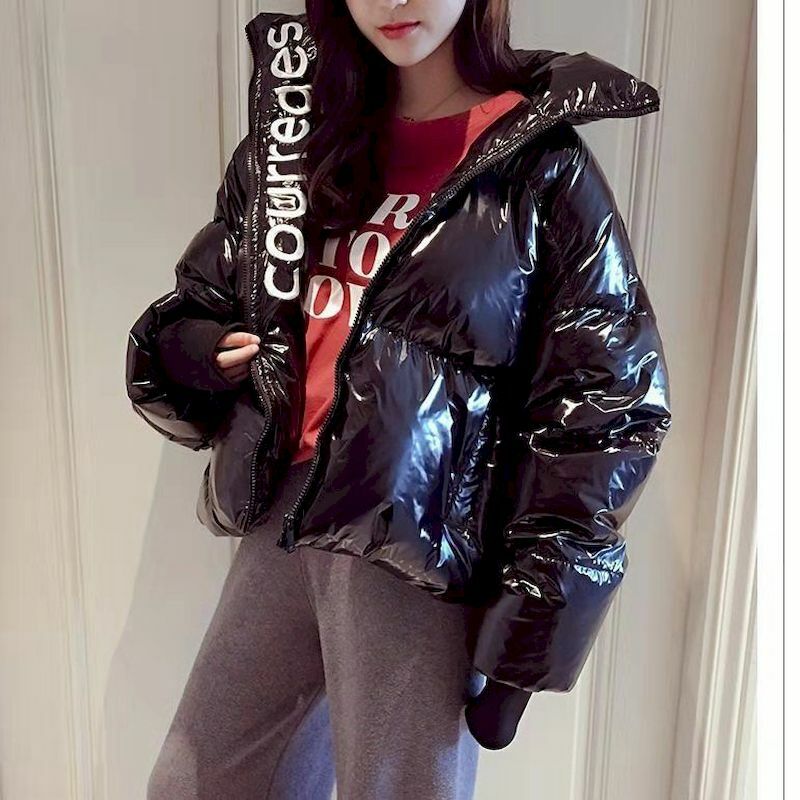 여성용 2023 면 패딩 재킷, 루즈한 학생 면 빵 재킷, 두껍고 반짝이는 면 코트, 한국 버전, 겨울 신상