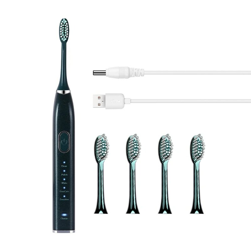 5 Modes brosse à dents électrique sonique automatique USB support Rechargeable étanche brosse dents avec 5 têtes de rechange pour adultes
