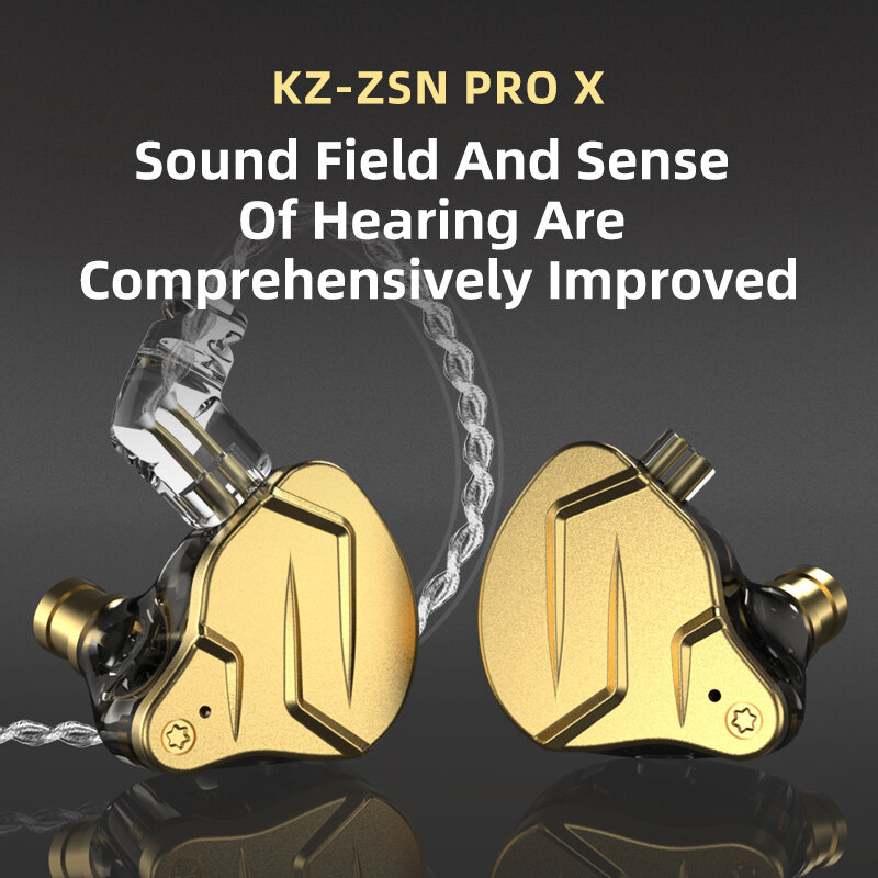 KZ ZSN Pro X auriculares de Metal con bajos, 1BA 1DD + tecnología híbrida, Monitor de oído HIFI, auriculares deportivos con cancelación de ruido